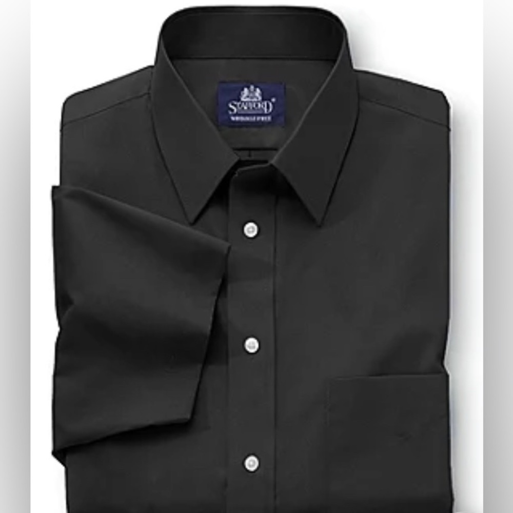 Stafford Shirts | Mens Fitted BlackTravel Dress Shirt Size XL 18 36-37​​